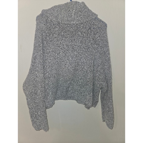 Free People Grey Cowl Neck Cropped Boucle Knit Sweater Womens XS OB1041935 - Picture 3 of 5